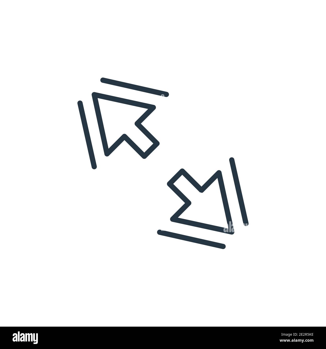 Vektorsymbol für diagonale Größenänderung der Kontur. Dünne Linie schwarz diagonale Größe Symbol, flache Vektor einfache Element Illustration aus editierbaren Pfeilen Konzept Isolat Stock Vektor