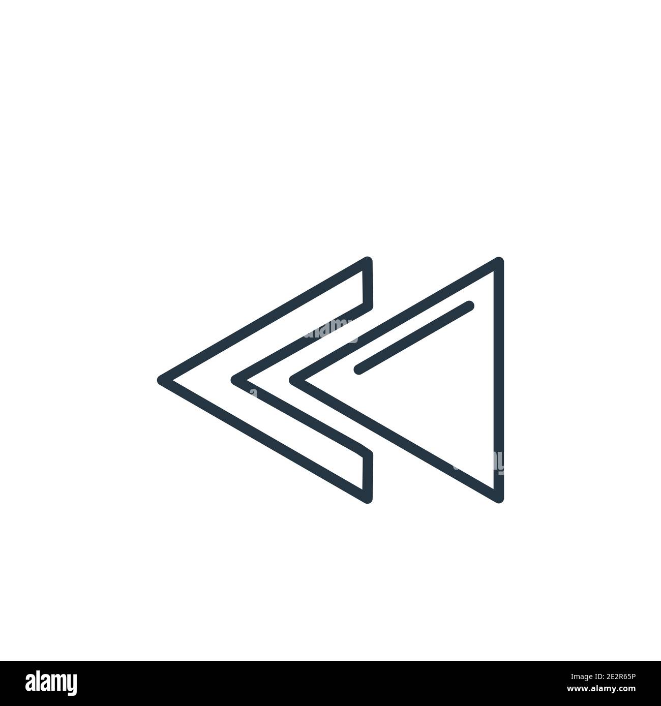 Symbol für den Vektor der umgekehrkten Kontur. Dünne Linie schwarz rückwärts Symbol, flache Vektor einfache Element Illustration von editierbaren Pfeilen Konzept isoliert auf weißem BA Stock Vektor