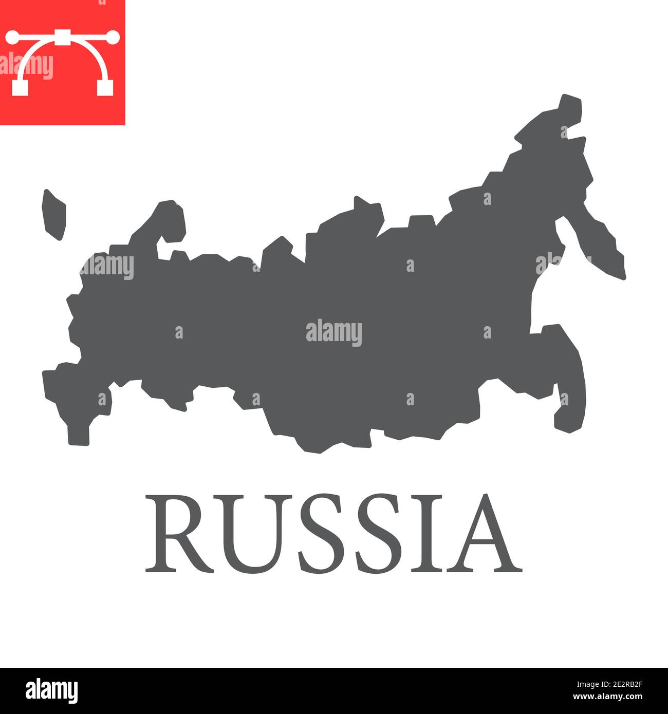 Karte von Russland Glyphe Symbol, Land und Geographie, russland Karte Zeichen Vektorgrafiken, editierbare Kontur solide Symbol, eps 10. Stock Vektor