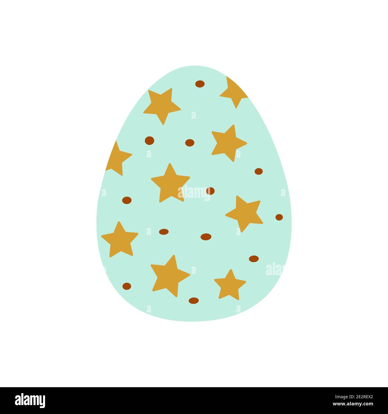 Blaues Osterei mit Sternen verziert. Traditionelles Essen für die orthodoxen und katholischen Feiertage. Frohe Ostern. Bunte Vektorgrafik isoliert. Ic Stock Vektor