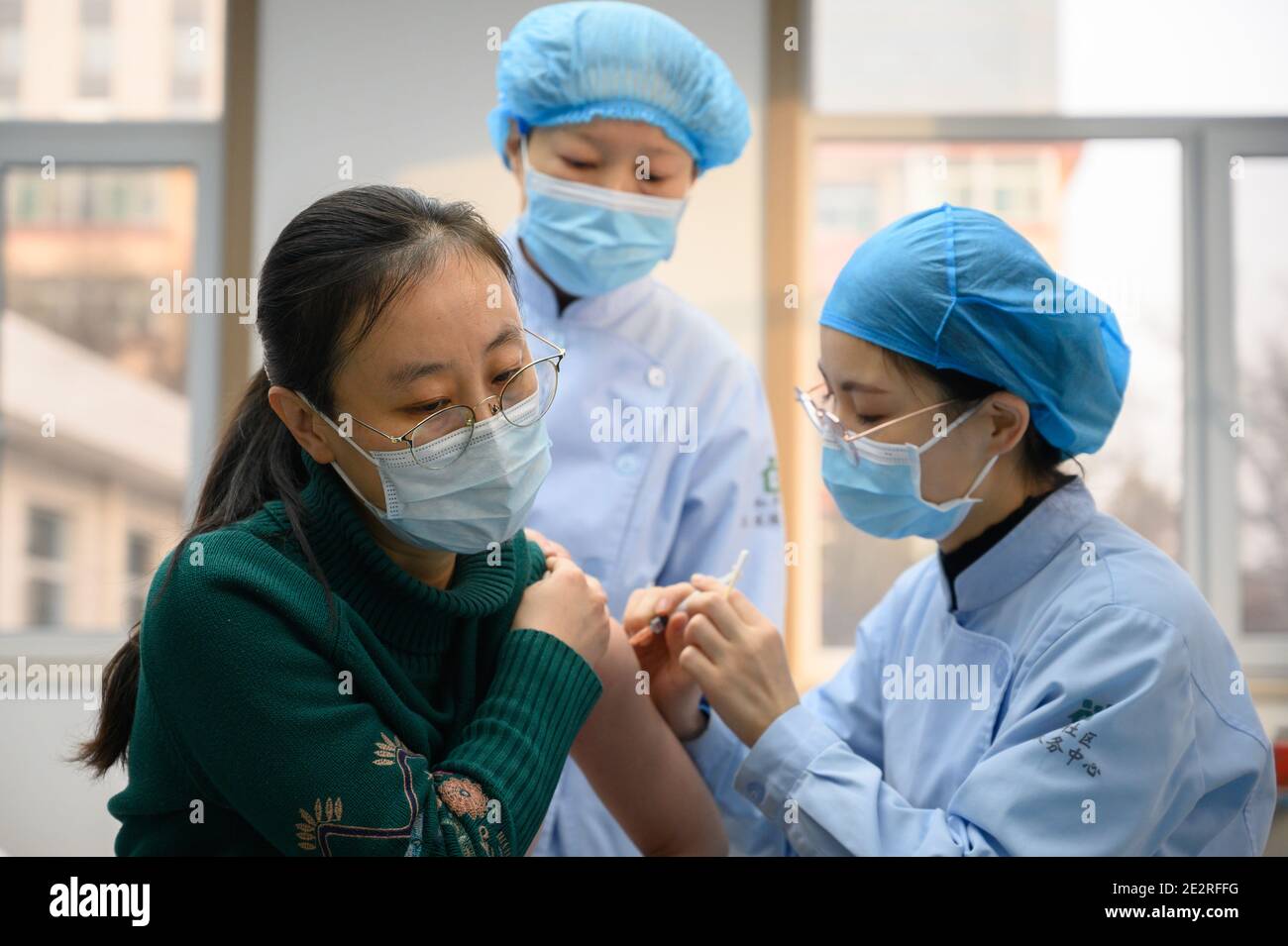 Taiyuan, China. Januar 2021. 80 Tausende Menschen geimpften den COVID-19-Impfstoff und niemand hat die schwere Nebenwirkungen in Taiyuan, Shanxi, China am 14. Januar 2021.(Foto: TPG/cnsphotos) Quelle: TopPhoto/Alamy Live News Stockfoto