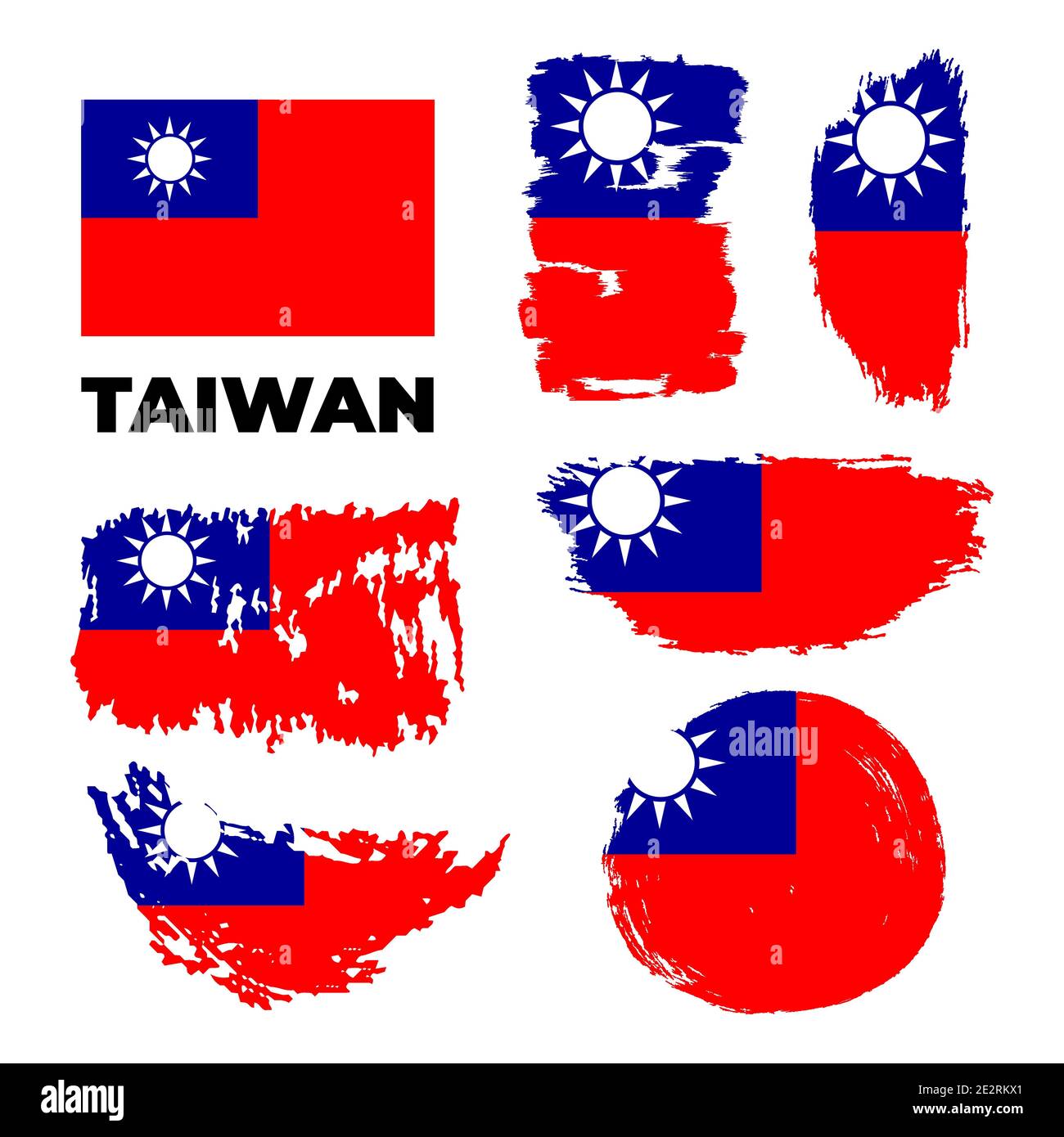 Flagge von Taiwan, Pinsel Kontur Hintergrundvektor Stock Vektor