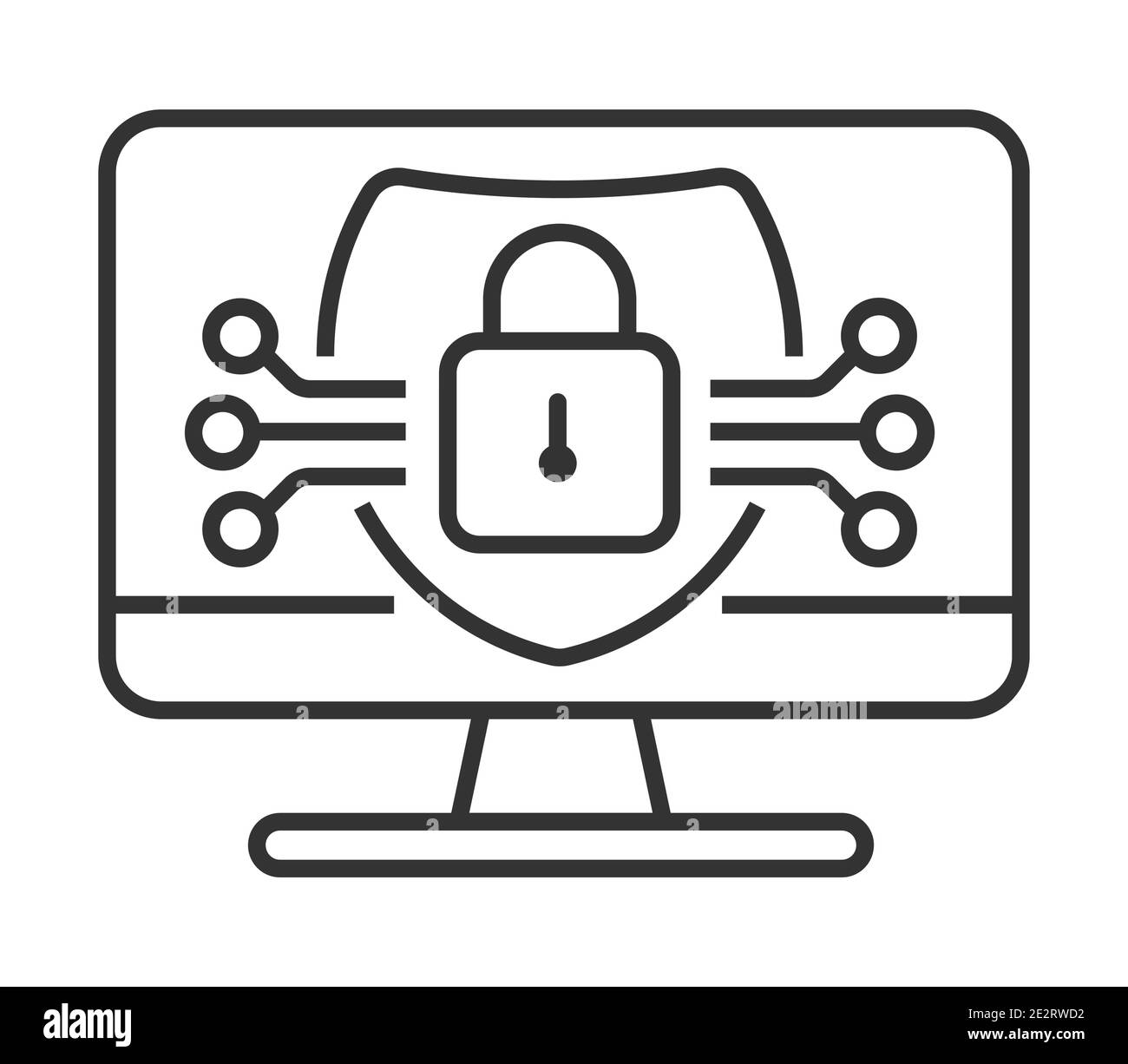 Symbolvektor für Cyber-Sicherheit. HUD-Elemente, Schloss, Schild sind auf weißem Hintergrund dargestellt Stock Vektor