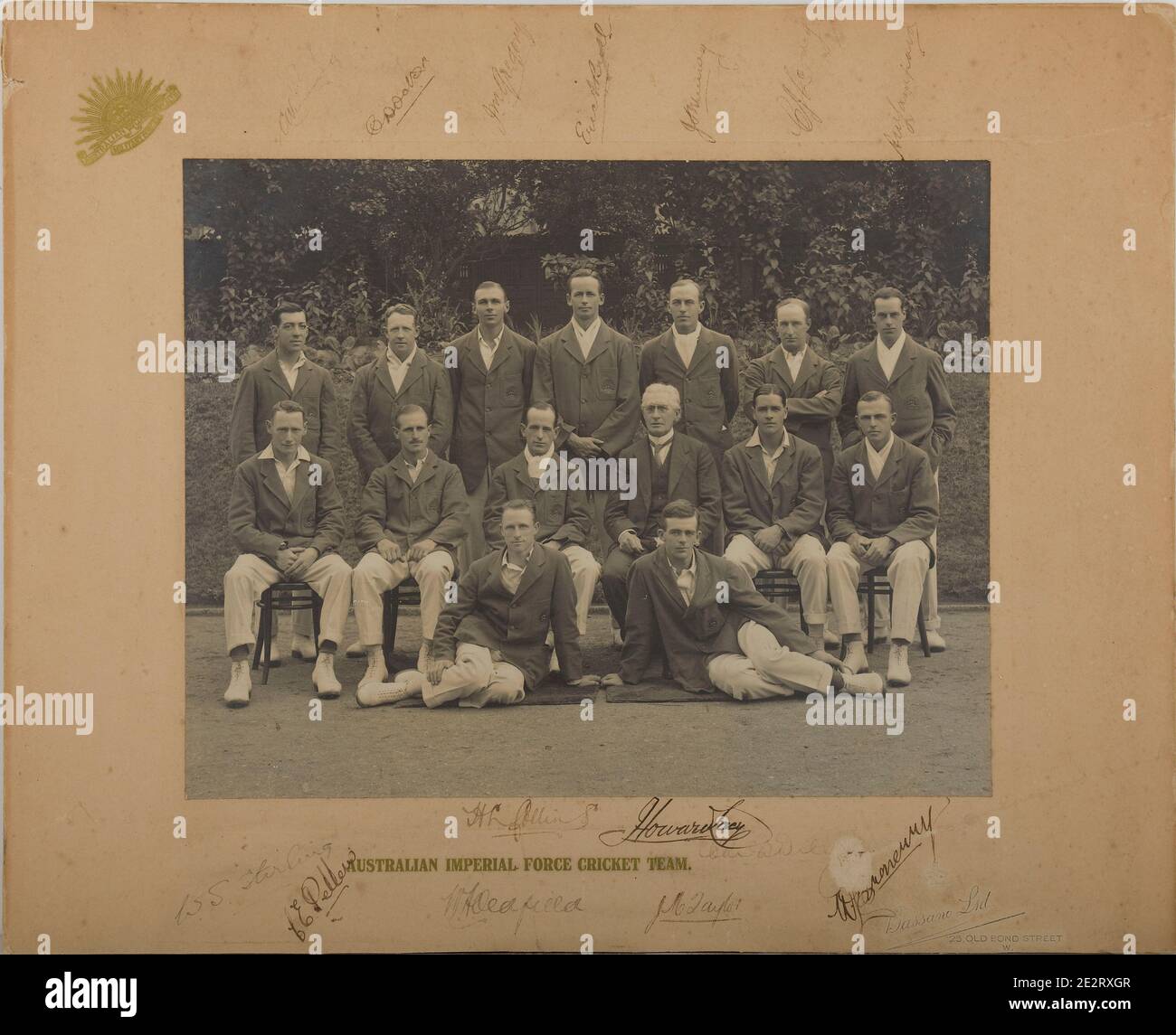 Die Australian Imperial Force Touring XI wurde im Juni 1919 auf Lord's Cricket Ground fotografiert. Stockfoto