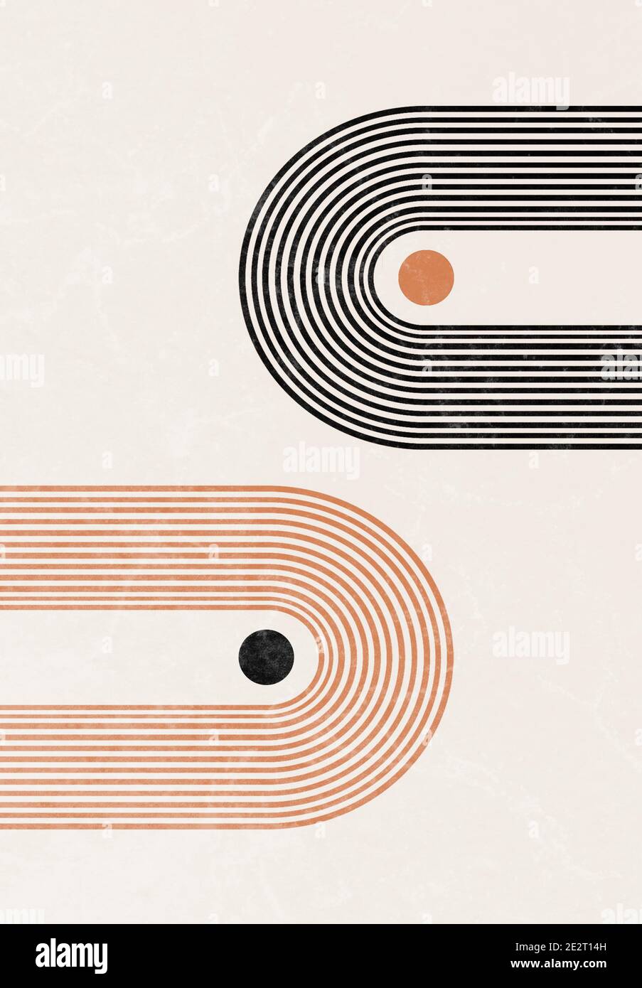 Abstrakte alte Schule Linien Hintergrund mit geometrischen, Formen. Moderner minimalistischer Kunstdruck aus der Mitte des Jahrhunderts. Organische natürliche Form. Strichkunst Stock Vektor