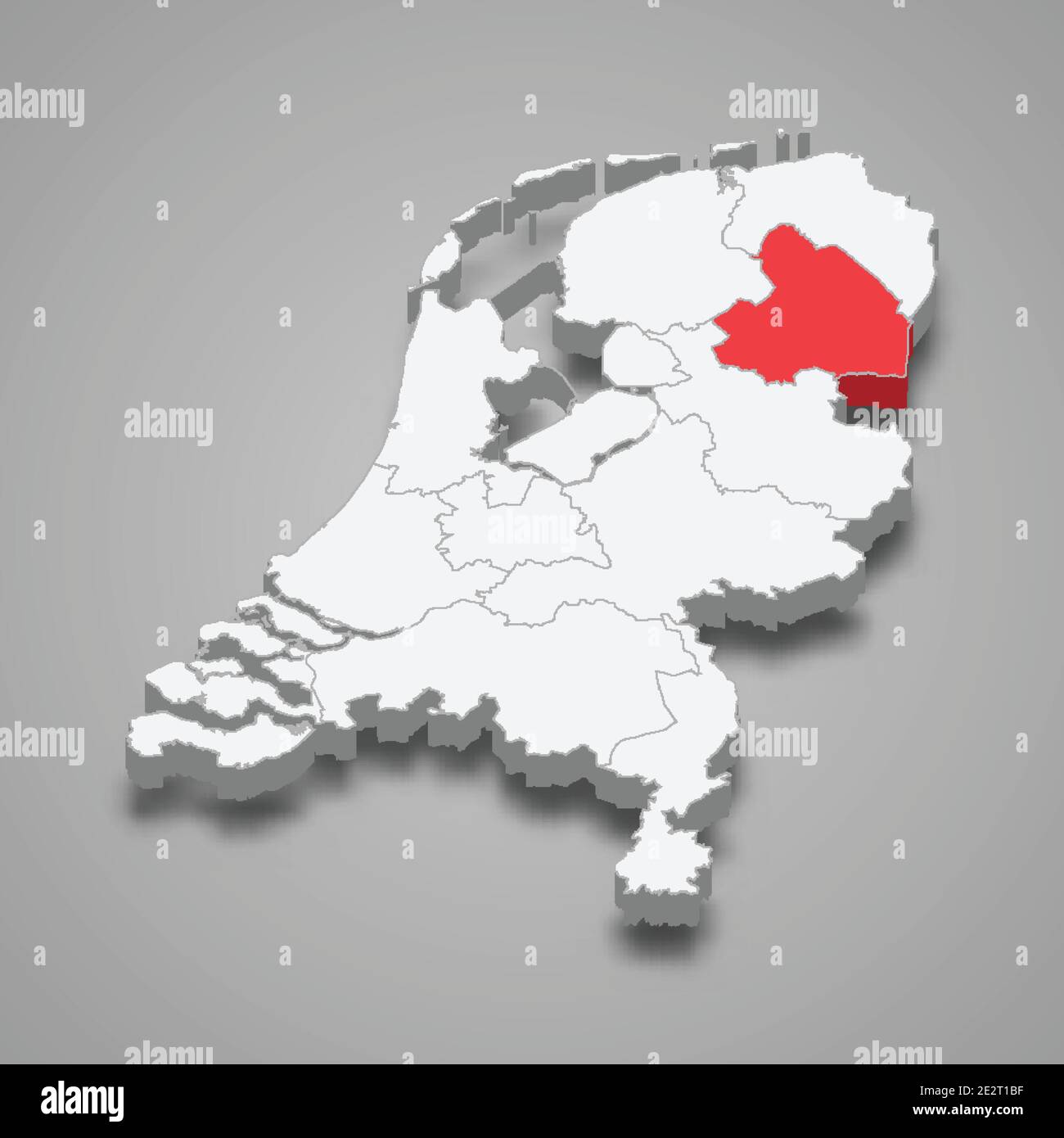 Drenthe Provinz Lage innerhalb Niederlande 3d isometrische Karte Stock Vektor