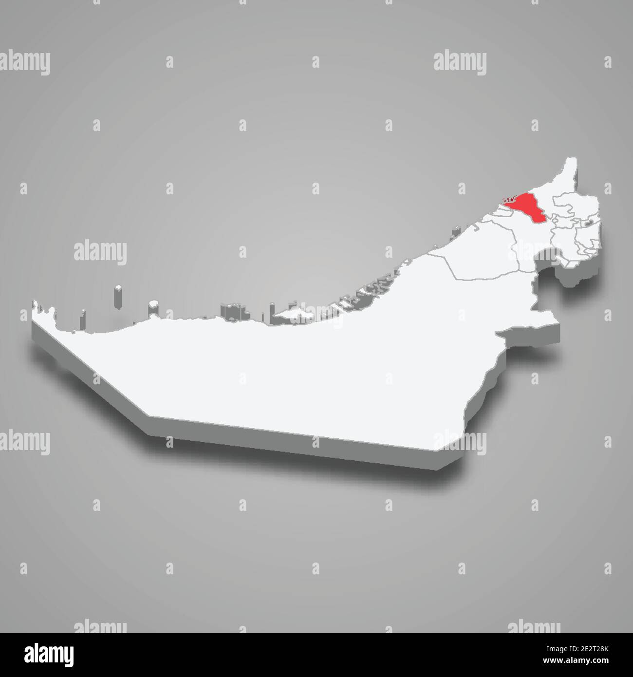 Umm Al Quwain Emirat Lage innerhalb der Vereinigten Arabischen Emirate 3d Isometrische Karte Stock Vektor