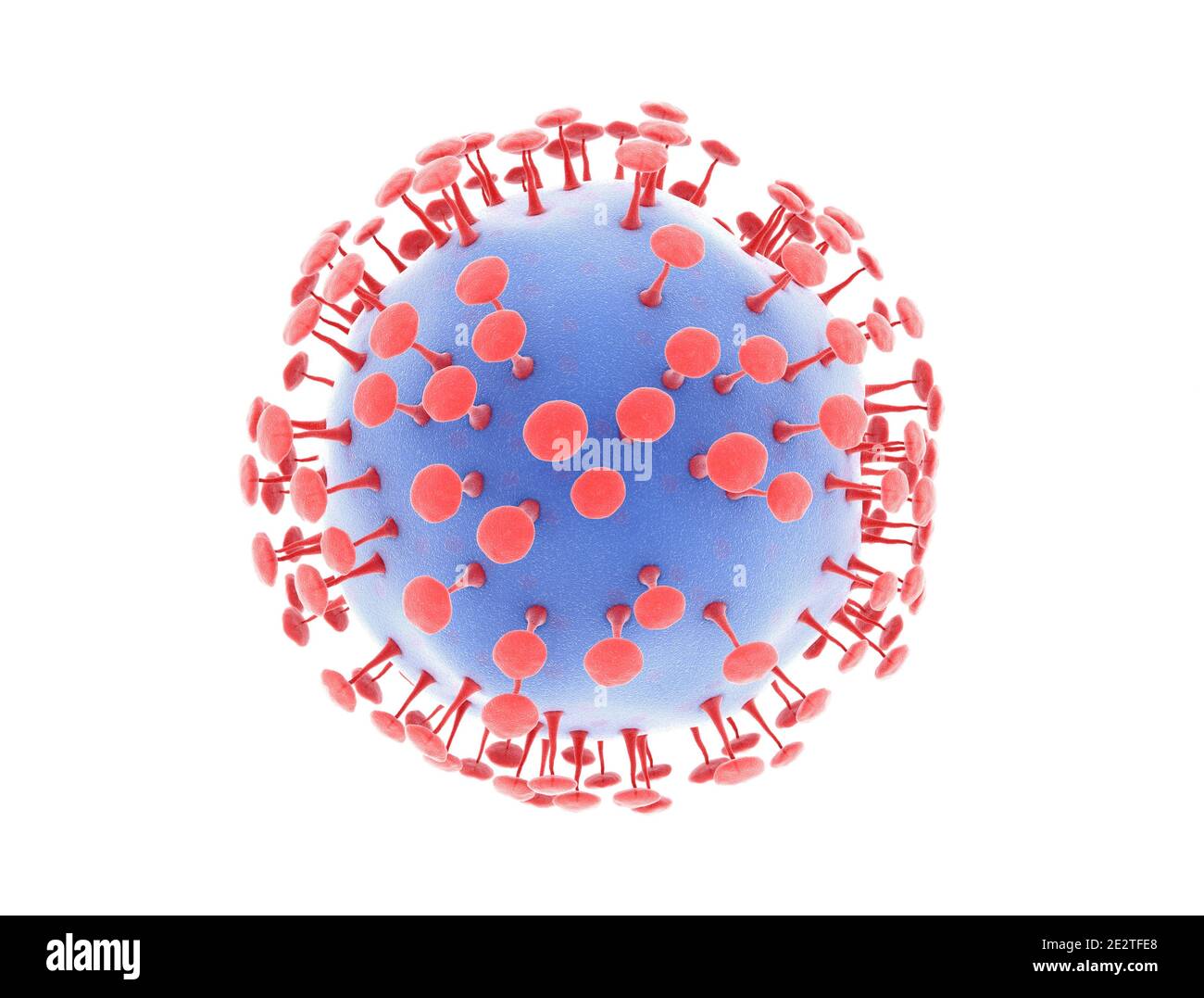 Ein neuartiges Coronavirus (2019-nCoV). Virus Covid 19-NCP. Coronavirus isoliert auf weißer 3D-Abbildung Stockfoto