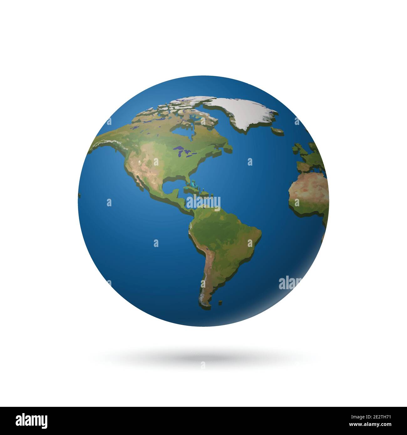 Erde Planeten Relief Globus isoliert in weißem Hintergrund Stock Vektor