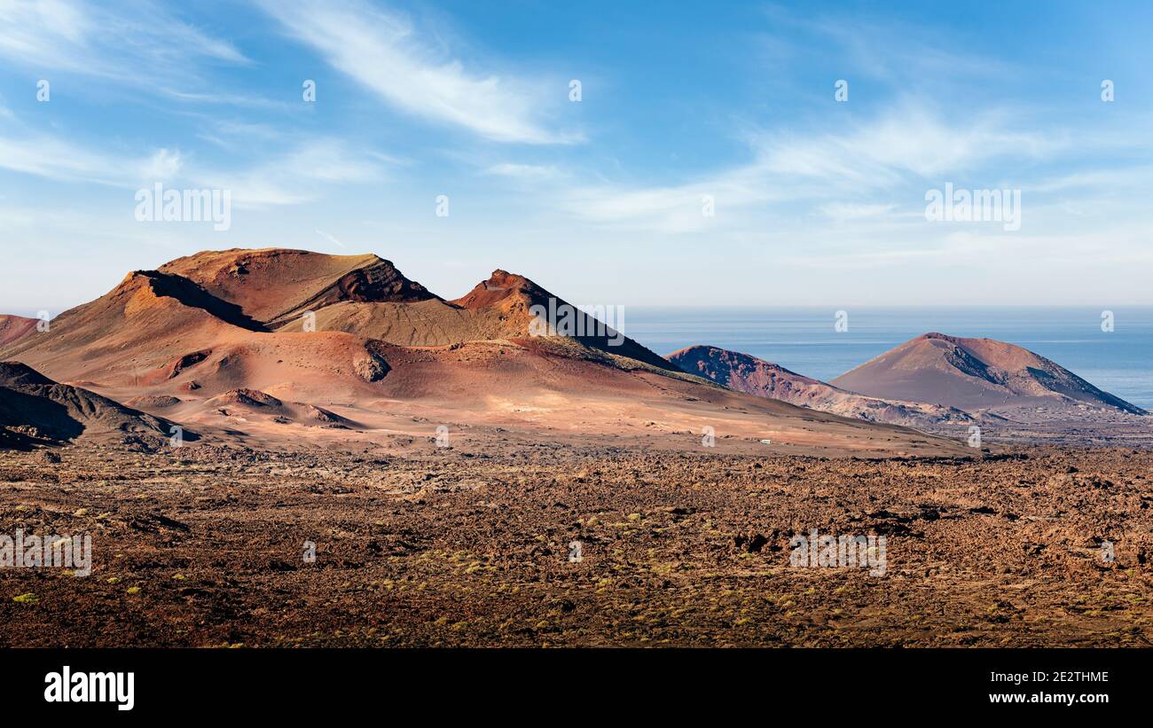 Landschaftlich Reizvolle Timanfaya, Lanzarote. Vulkanlandschaft Kanarische Inseln Stockfoto