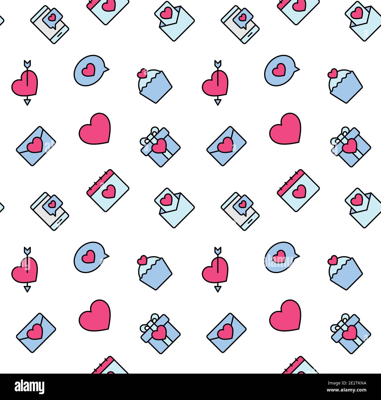 Valentinstag Muster nahtlos mit Herzen und valentine-Symbol. Verwendet für Textil, Stoff, Hintergrund. Stock Vektor