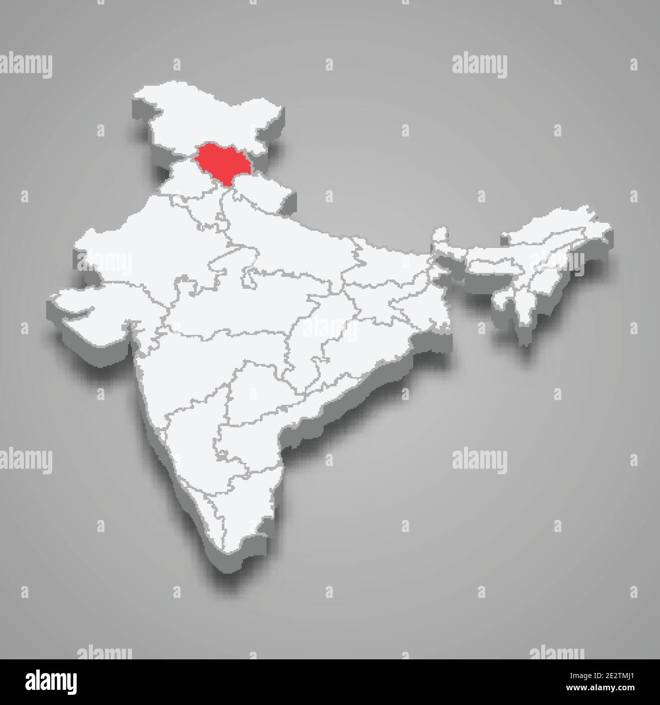 Haryana State Lage innerhalb Indien 3d isometrische Karte Stock Vektor