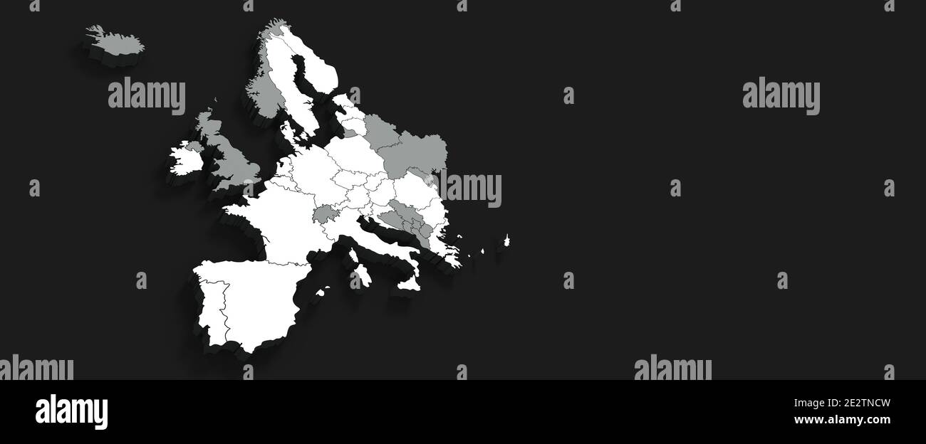 Europa-Karte in 2021 grauem Hintergrund - 3D-Rendering Stockfoto