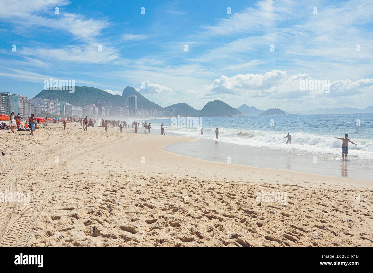 Strand der Copacabana, Rio De Janeiro, Brasilien Stockfoto