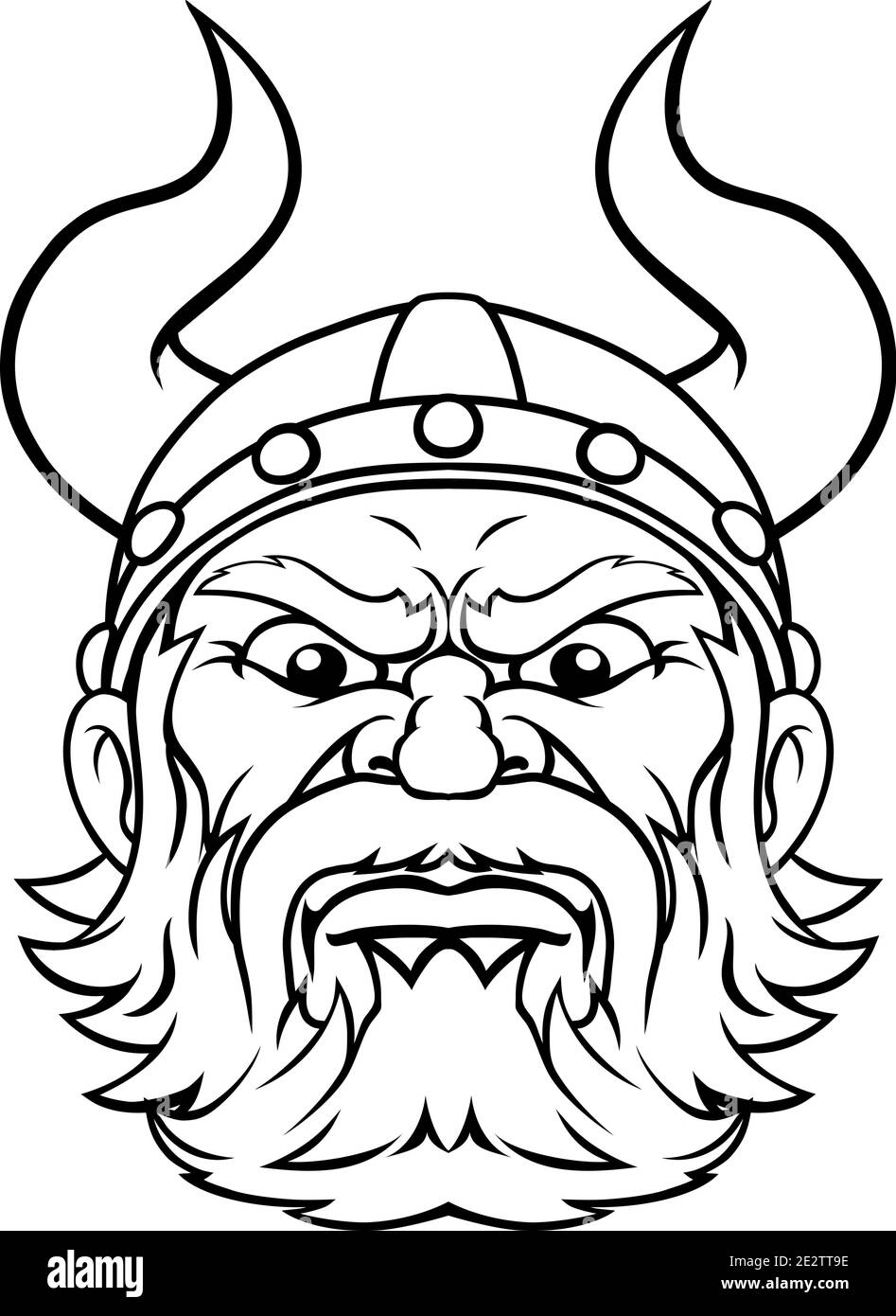 Viking Krieger Barbarian Maskottchen Cartoon Gesicht Stock Vektor