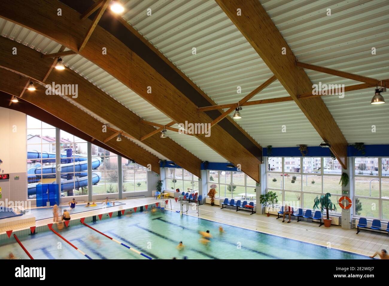 Poolanlage Delfin in Ustrzyki Dolne. Polen Stockfoto