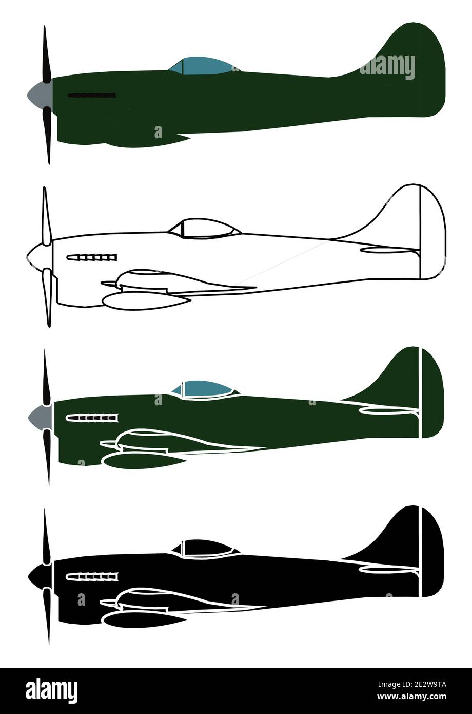 Hawker Tempest in der rechten Ansicht Stock Vektor