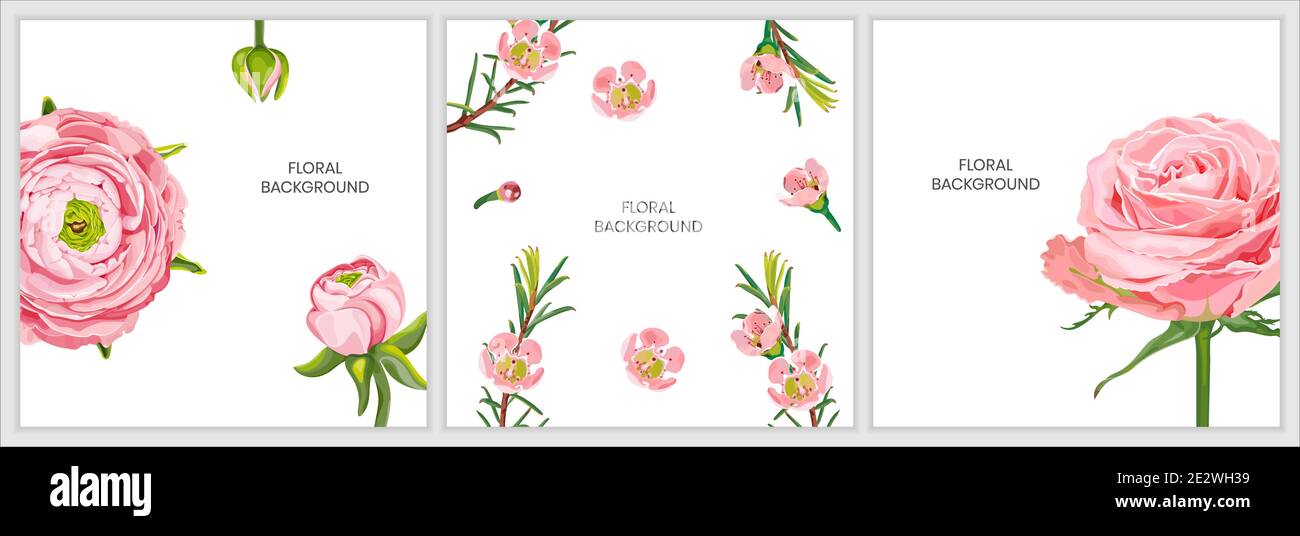 Romantische Aquarell Blumen Danke Karte Design Vorlage Stock Vektorgrafik Alamy
