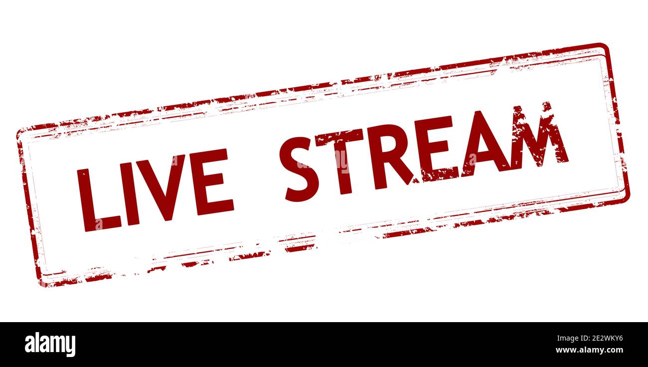 Gummistempel mit Text Live Stream innen, Vektor-Illustration Stockfoto