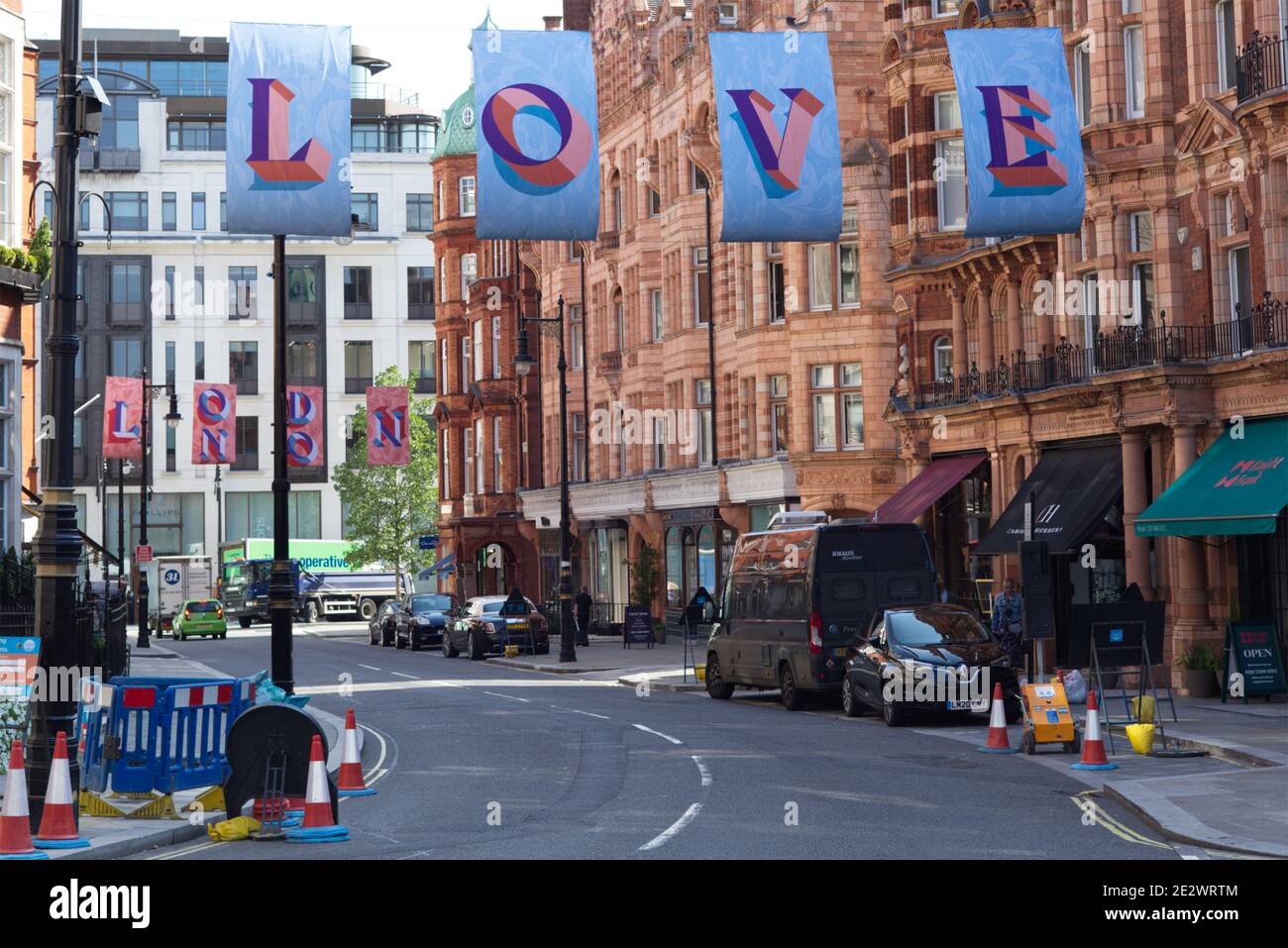 Liebe London Banner in Mayfair Stockfoto