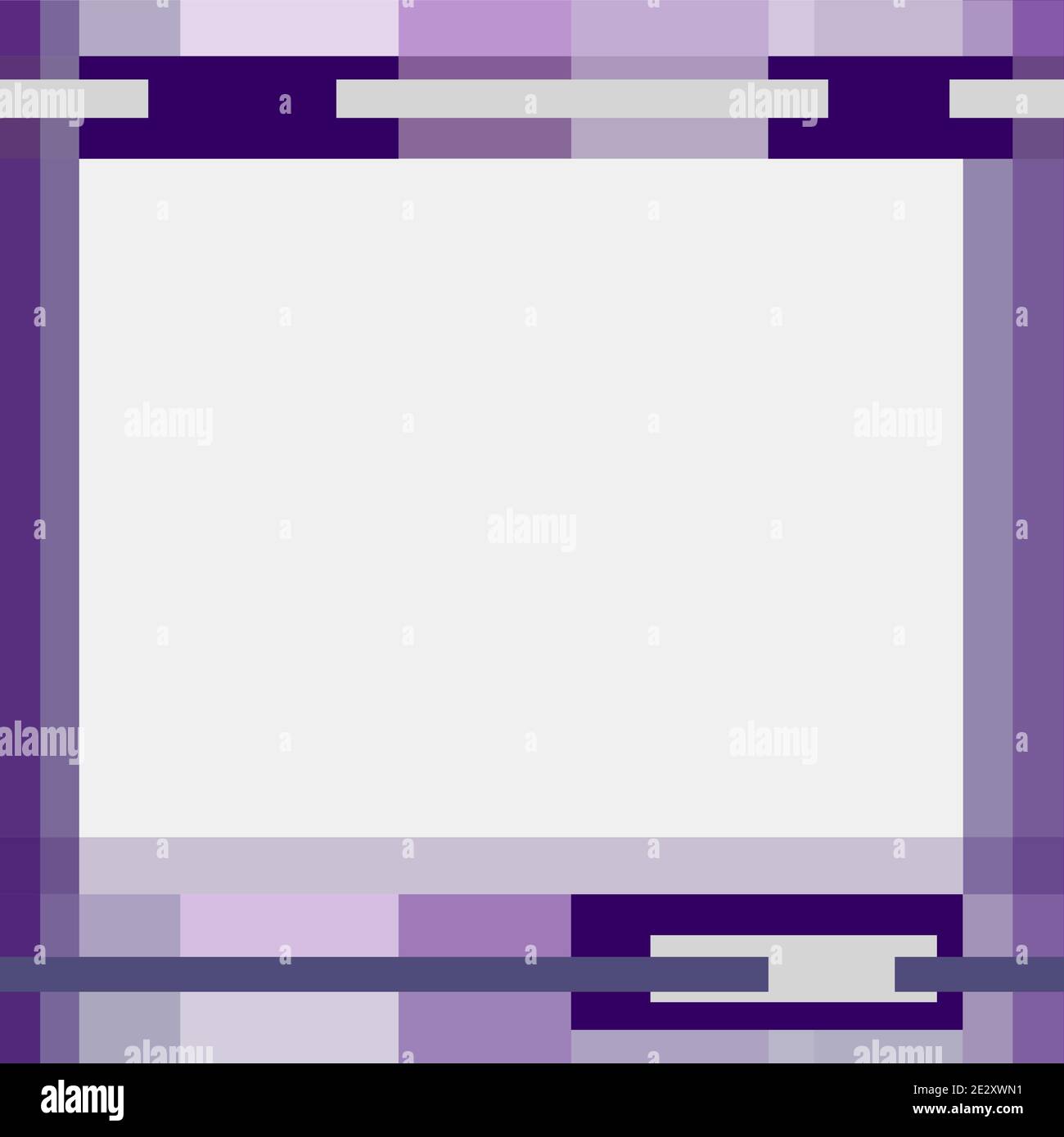 Violetter geometrischer Hintergrund mit grauem Textfeld. Abstraktes Muster aus Rechtecken und Streifen. Moderne Vektor-Vorlage, flaches Design. Poster, Flyer Layout Stock Vektor