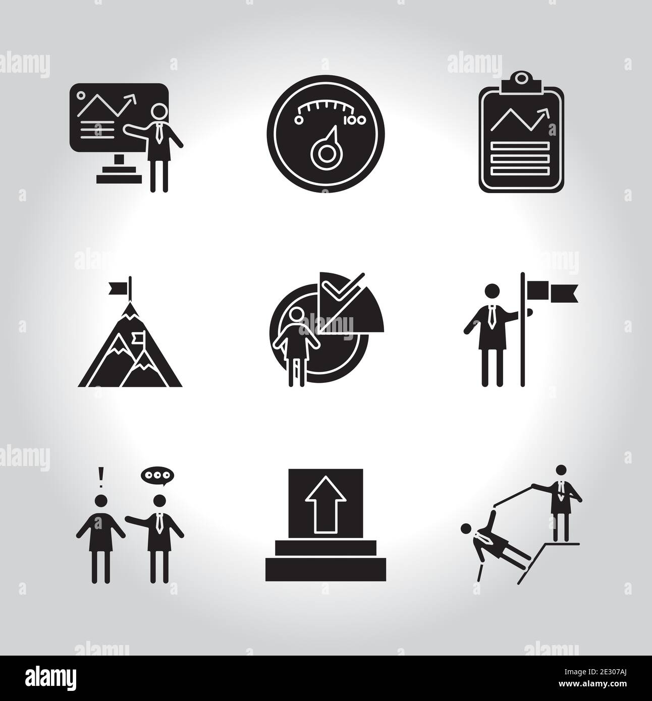Bündel von zehn Business People Coaching und neun Silhouetten Stil Symbole Stock Vektor