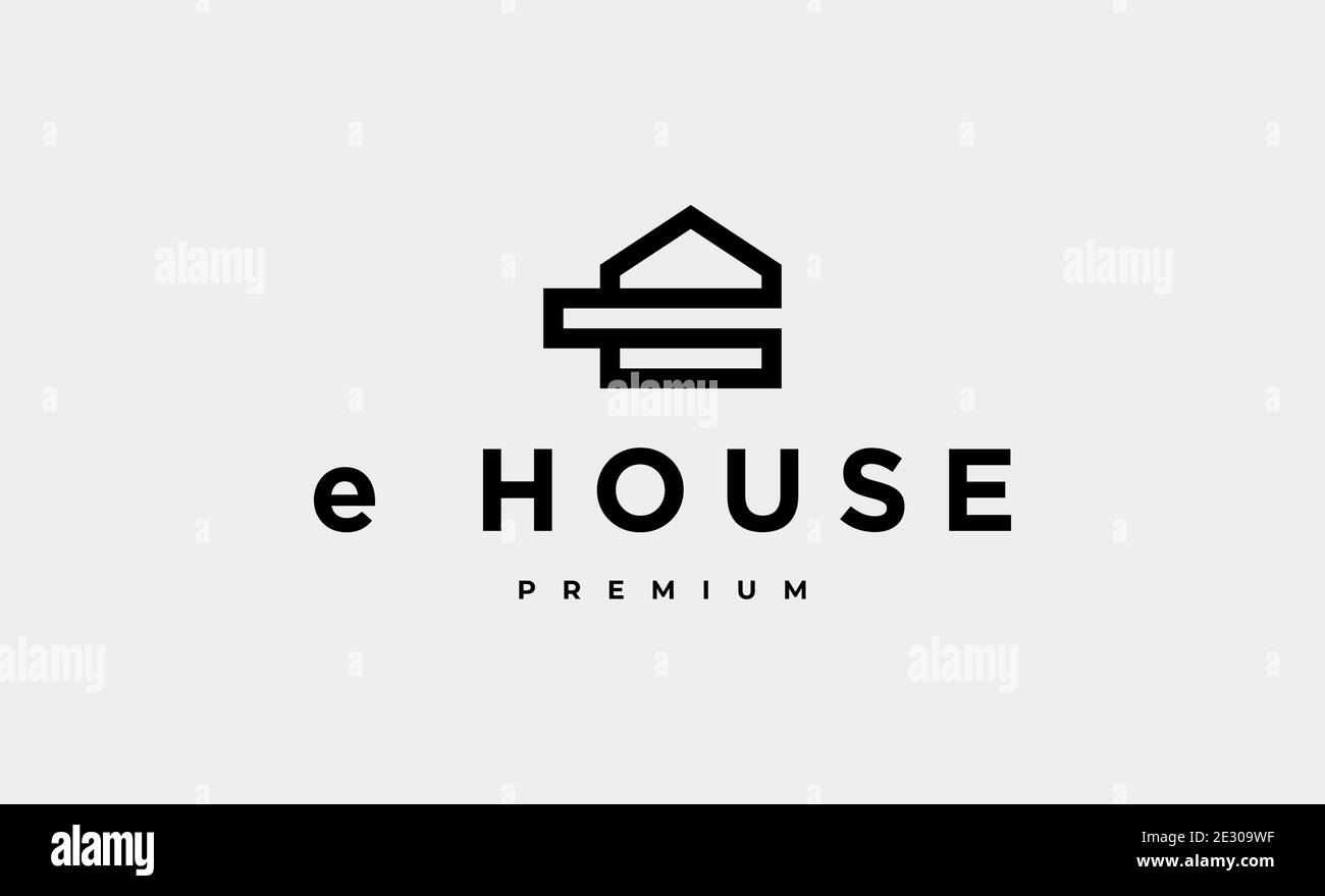 Buchstabe e Haus Logo Design Vektor Illustration Stock Vektor