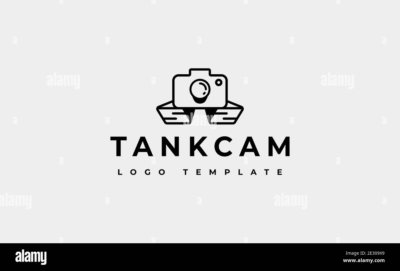 Kamera Militär Tank Logo Design Vektor Illustration Stock Vektor