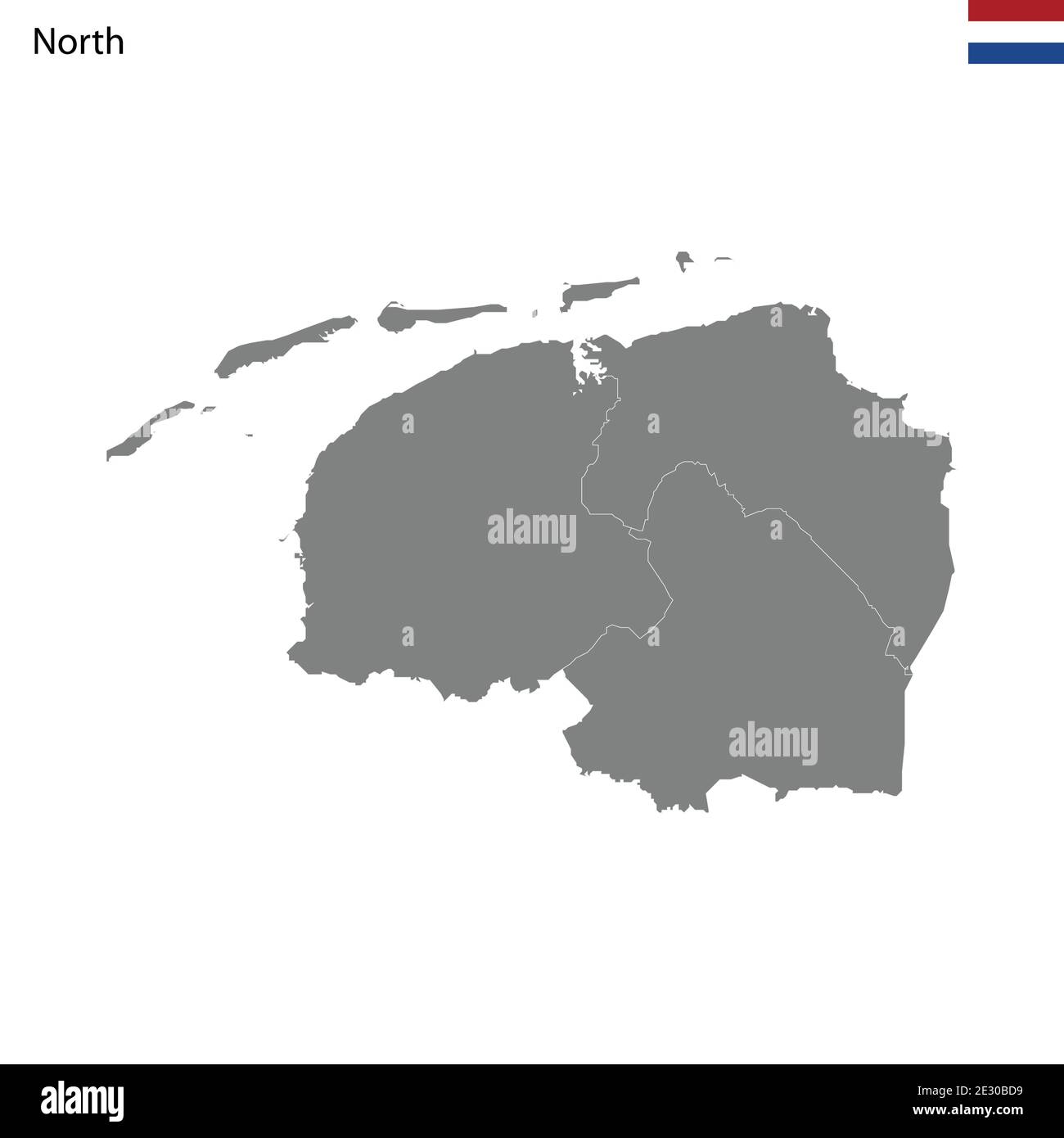 Hochwertige Karte Nordregion der Niederlande, mit Grenzen der Provinzen Stock Vektor