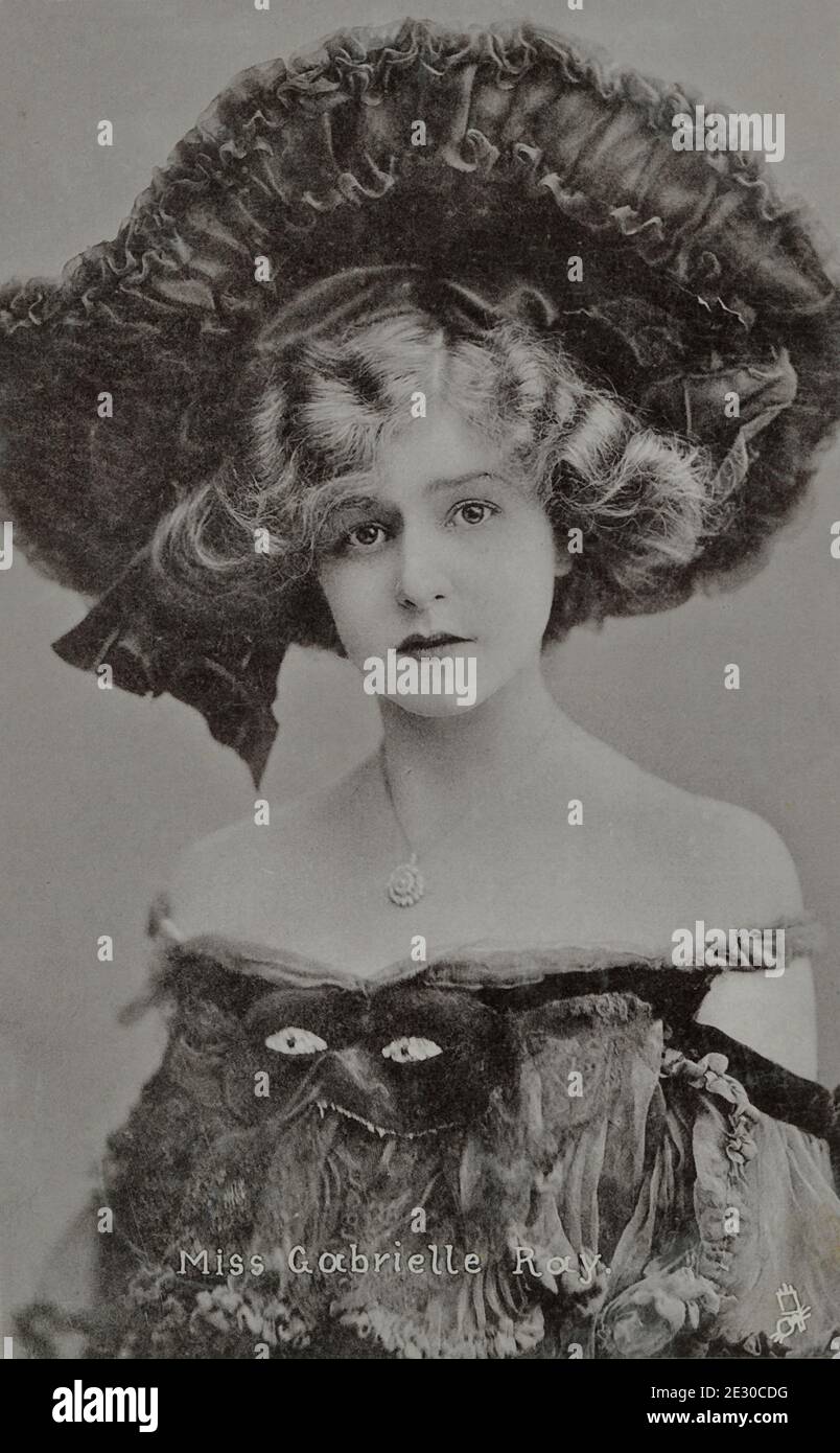 Gabrielle Ray (englische Schauspielerin) - Tuck 'Silverette' Postkarte - Poststempel Kettering (England) 10. Nov. 1904, restauriert auf Originalpostkarte von Montana Fotograf Stockfoto