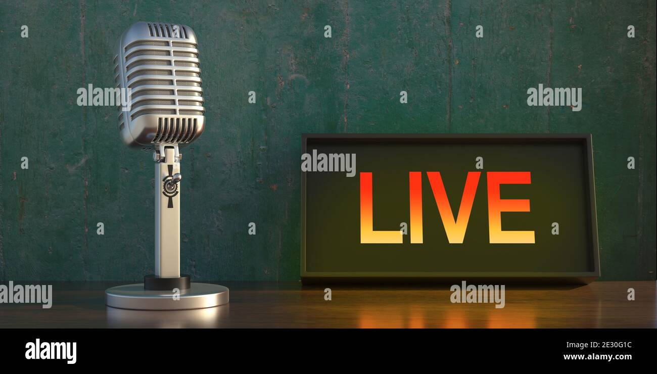 Retro Microphone On Air Background Stockfotos und -bilder Kaufen - Alamy
