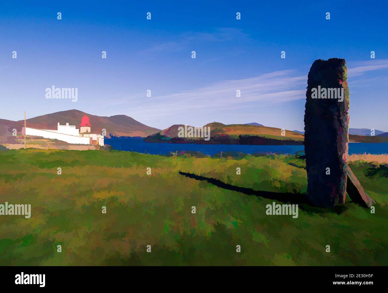 Bild des Glanlean Steins auf der Insel Valentia in der Grafschaft Kerry, Irland. Stockfoto