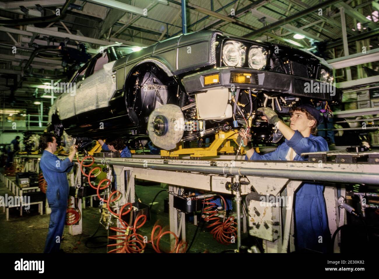 Jaguar Auto Fabrik Produktionslinie 1987 Stockfoto