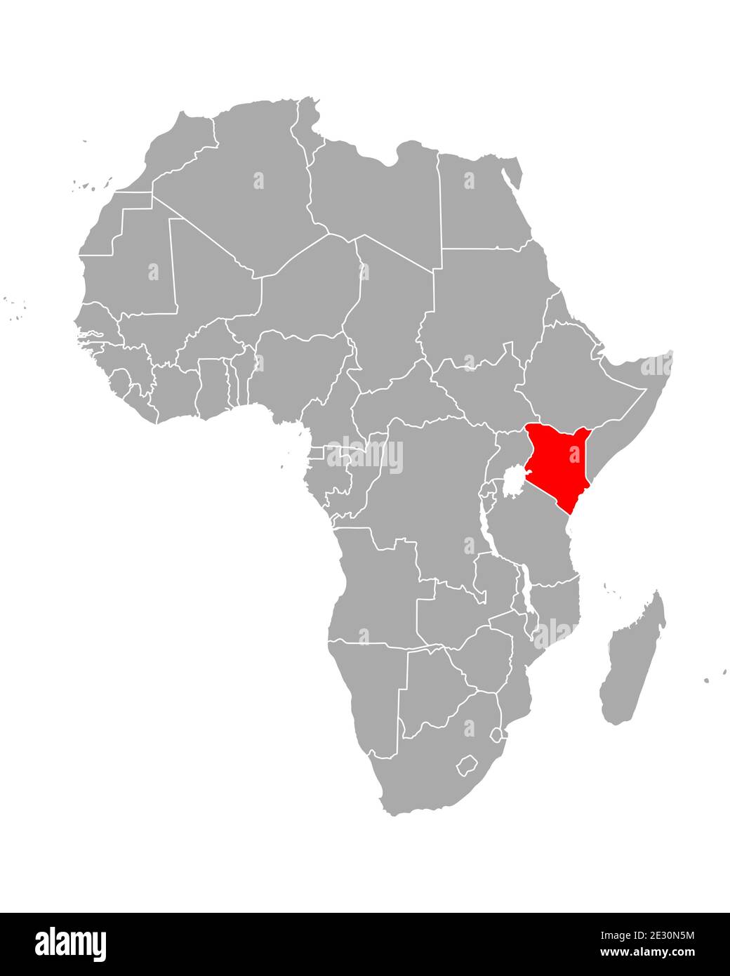 Karte von Kenia in Afrika Stockfoto
