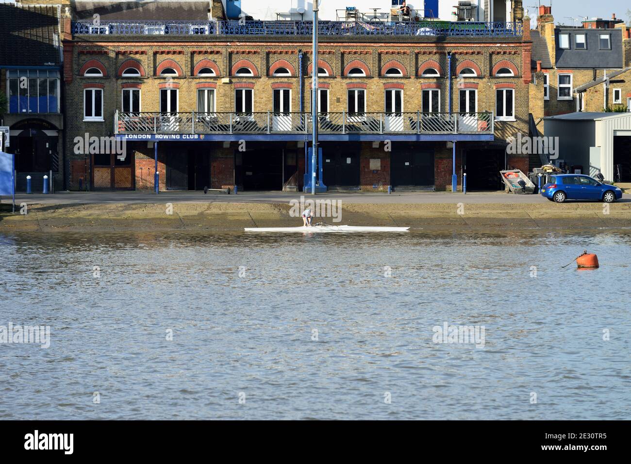 London Rowing Club (LRC), Boathouse, Putney, West London, Großbritannien Stockfoto
