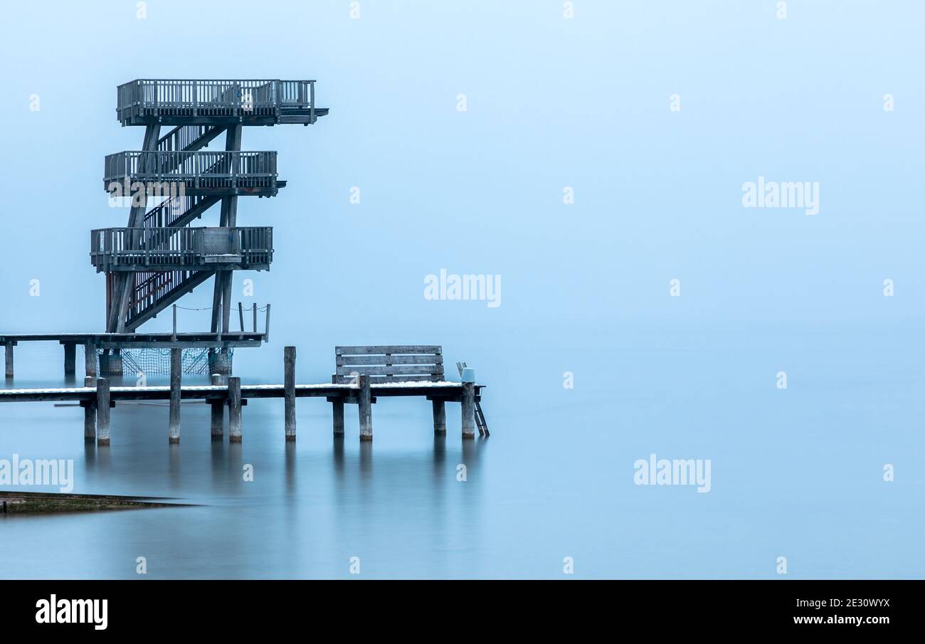 Frostiger Morgen in Utting am Ammersee Stockfoto