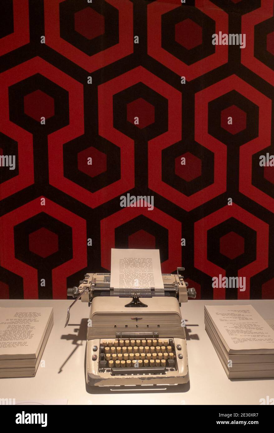 Schreibmaschine im Shining Film verwendet.Stanley Kubrick Ausstellung.CCCB Museum.Barcelona.Spanien Stockfoto