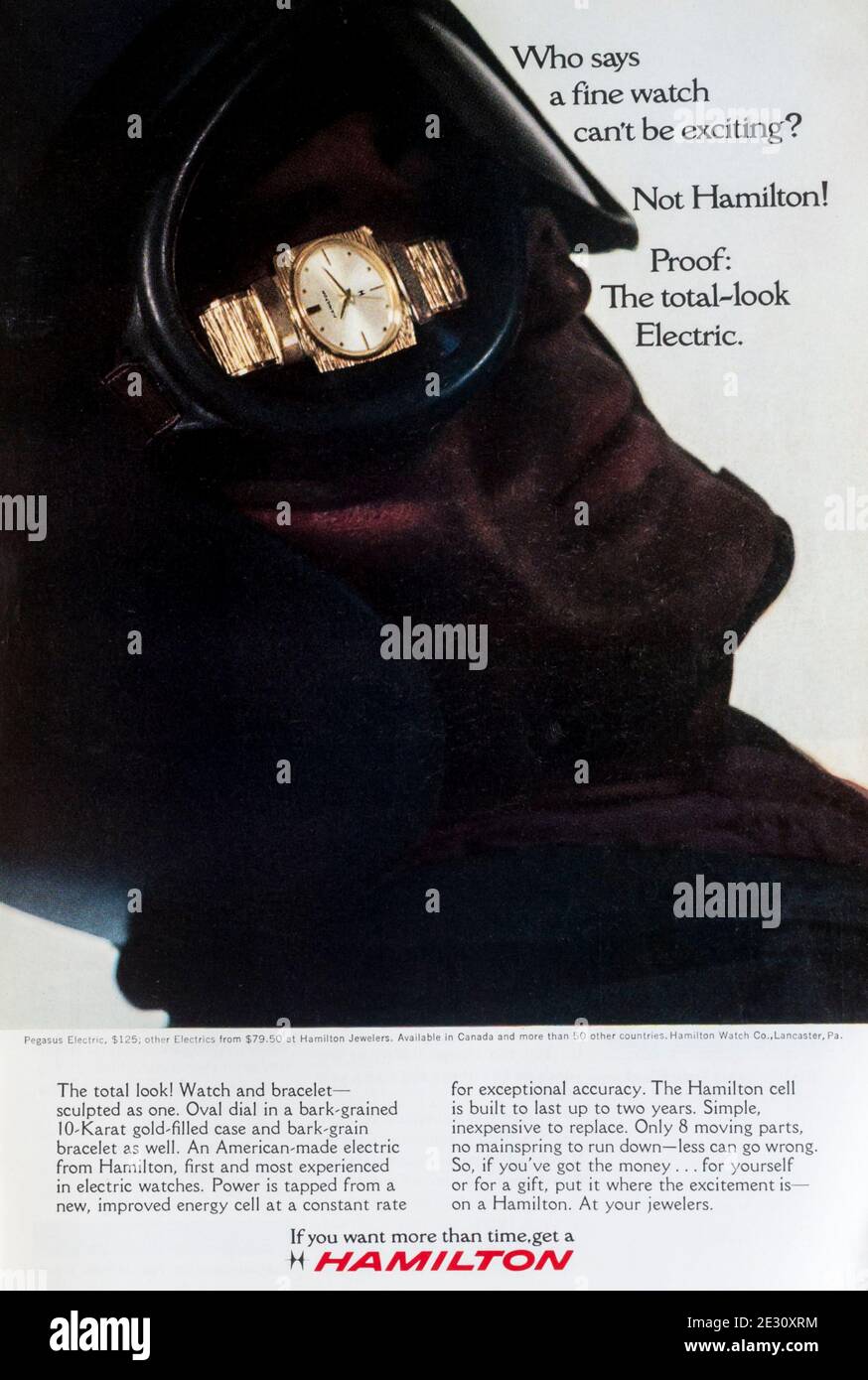 Eine 1966 Zeitschrift Anzeige, die Hamilton Uhren annonciert. Stockfoto