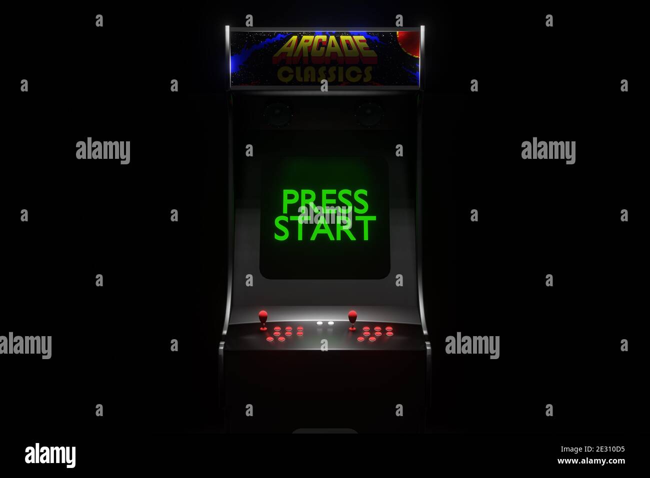 Old Retro Arcade Videospielschrank, 3D Illustration Stockfoto