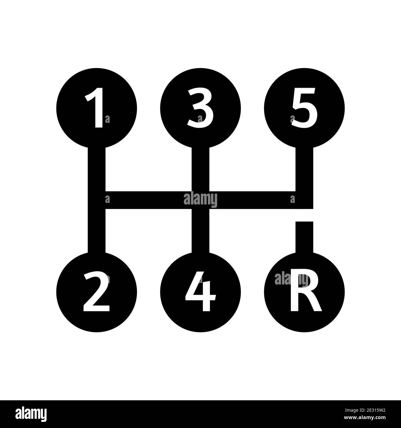 Schaltungssymbol. Schaltgetriebe auf weißem Hintergrund isoliert. Vektorgrafik. Stock Vektor