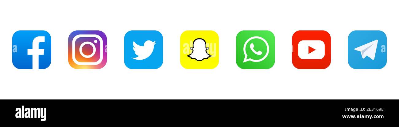 Social Media Icons: Faceboock, Instagram, Twitter, Snapchat, Viber