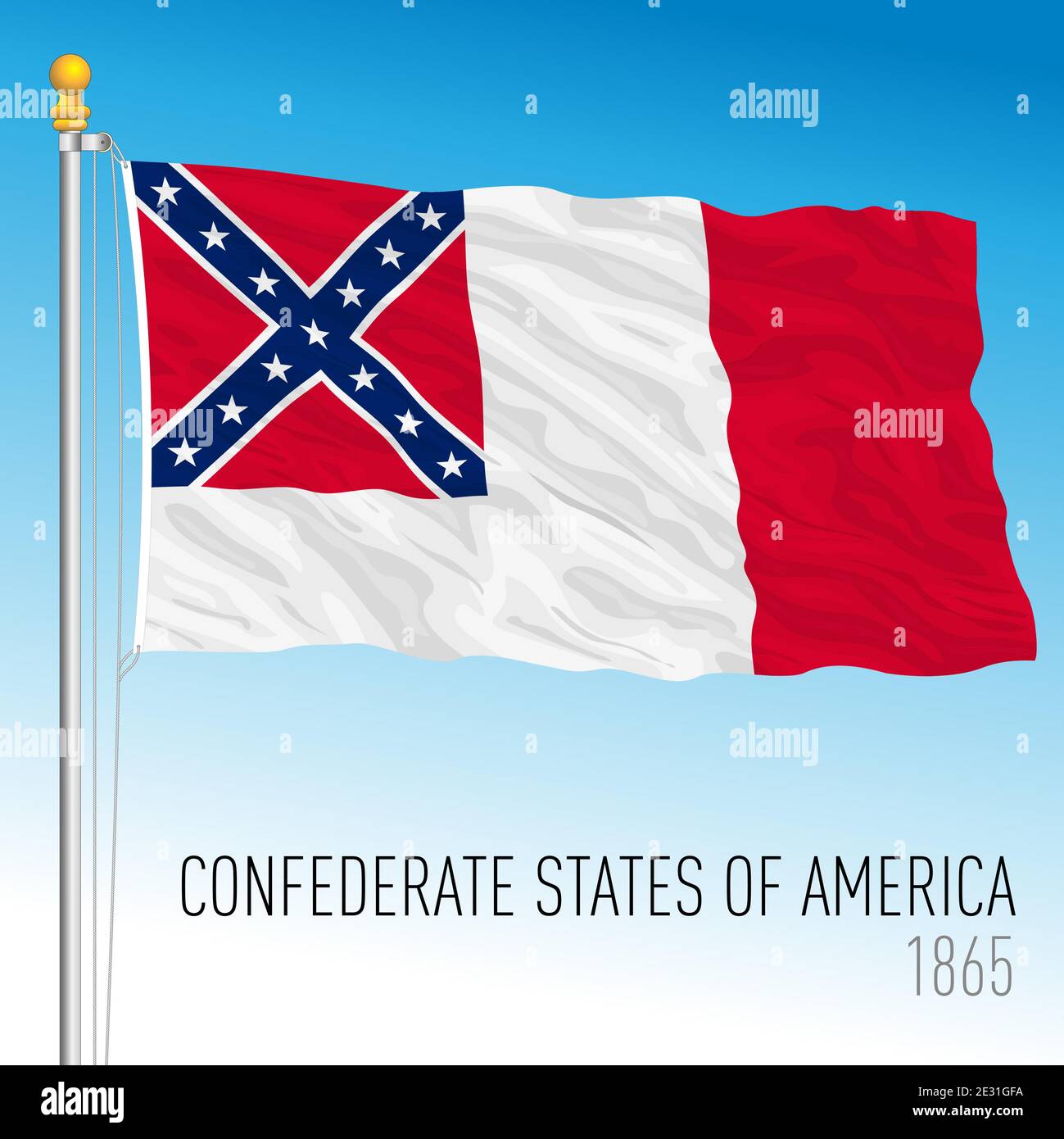 Konföderierte Staaten historische Flagge, 1865, Vereinigte Staaten, Vektor-Illustration Stock Vektor