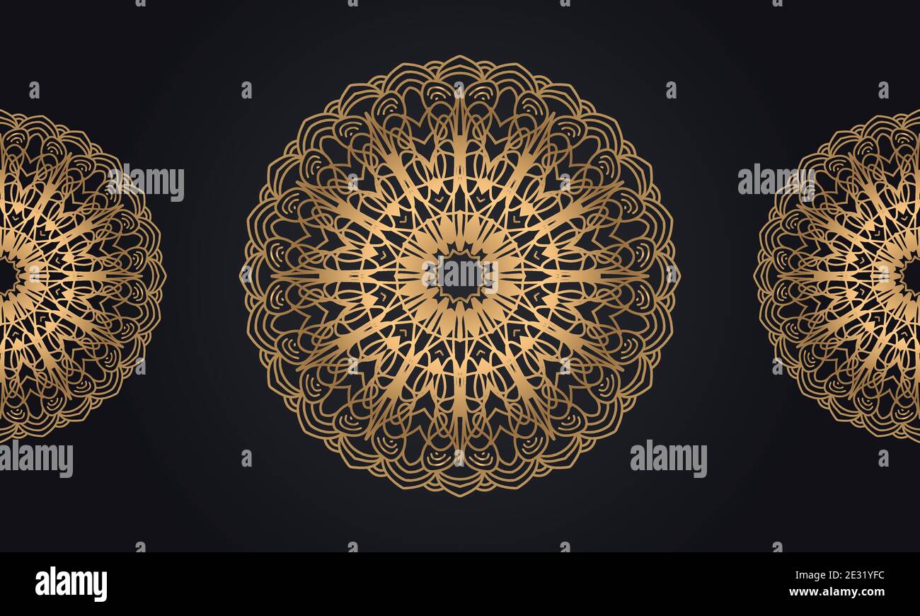 Luxus ornamental Mandala Design Hintergrund in schwarz und golden Farbkombination. Stock Vektor