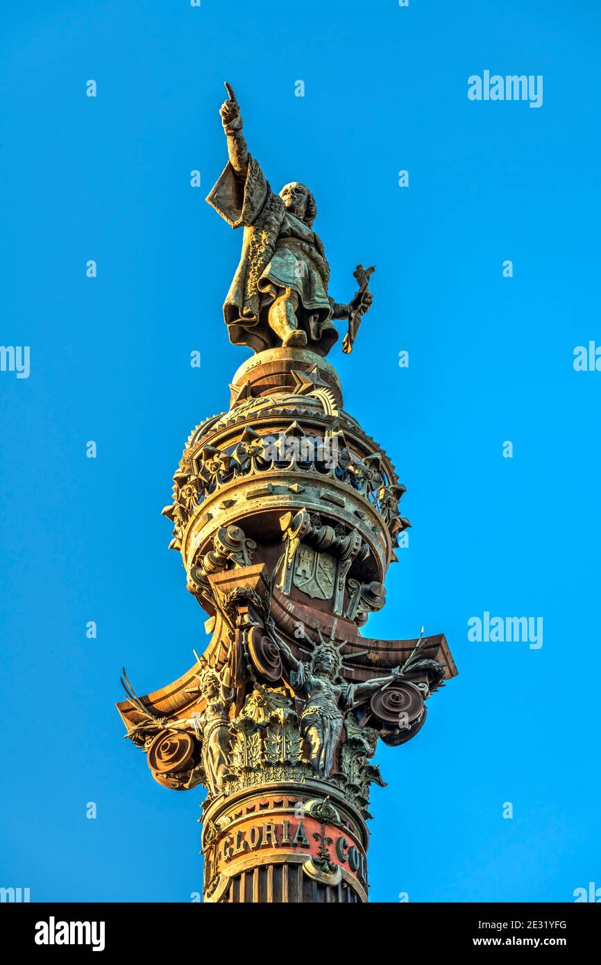 Kolumbus-Denkmal, Barcelona, Katalonien, Spanien Stockfoto