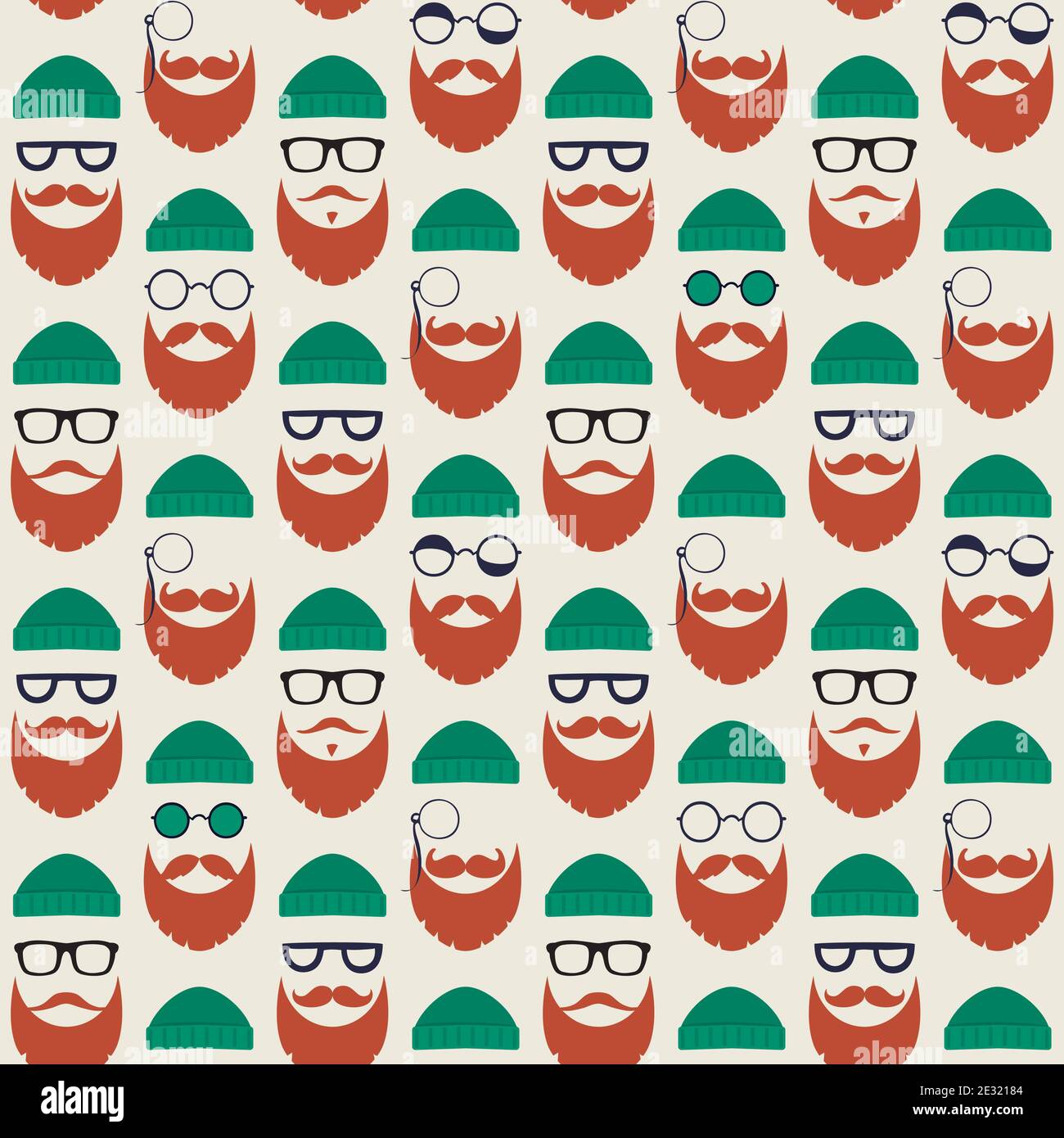 Nahtlose Vektor-Muster mit Gesichtern in Hüten. St. Patrick's Day Texturdruck. Stock Vektor