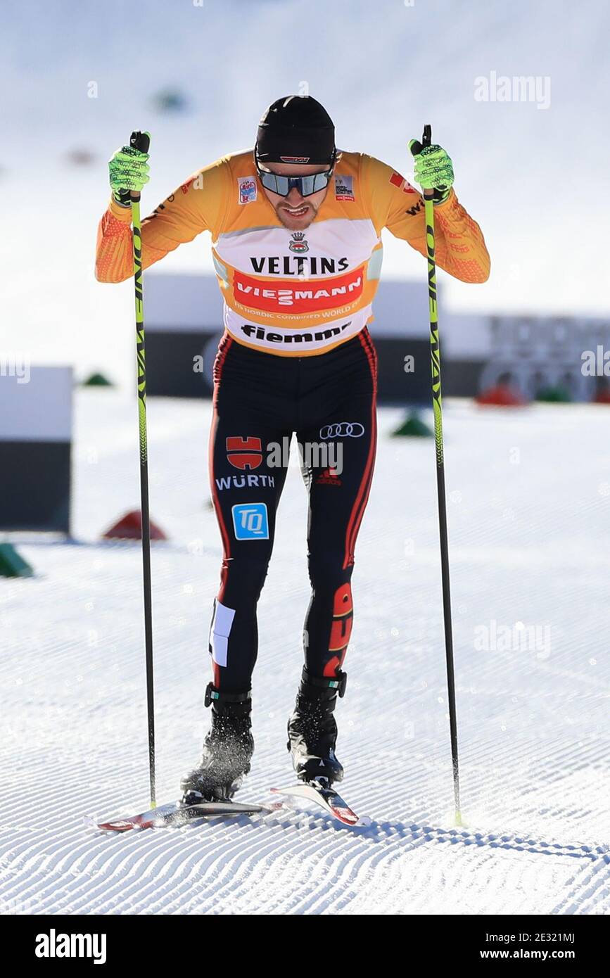 Val Di Fiemme, Trentino, Italien. 16. Januar 2021; Val Di Fiemme, Predazzo, Trentino, Italien; International Ski Federation Nordic Combined Team Sprint World Cup, Fabian Riessle (GER) Credit: Action Plus Sports Images/Alamy Live News Stockfoto