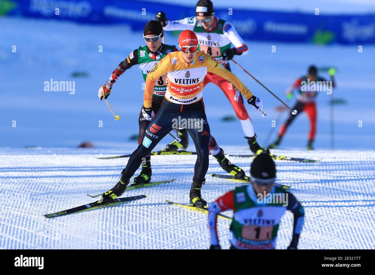 Val Di Fiemme, Trentino, Italien. 16. Januar 2021; Val Di Fiemme, Predazzo, Trentino, Italien; International Ski Federation Nordic Combined Team Sprint World Cup, Eric Frenzel (GER) Credit: Action Plus Sports Images/Alamy Live News Stockfoto