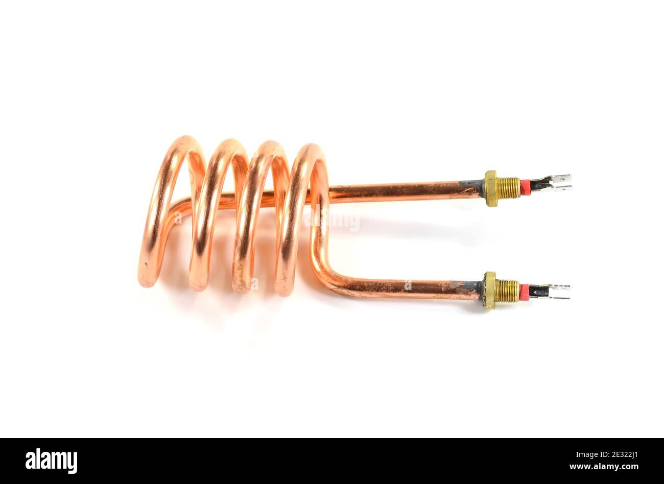 Elektrisches Heizelement auf weißem Hintergrund isoliert. Stockfoto