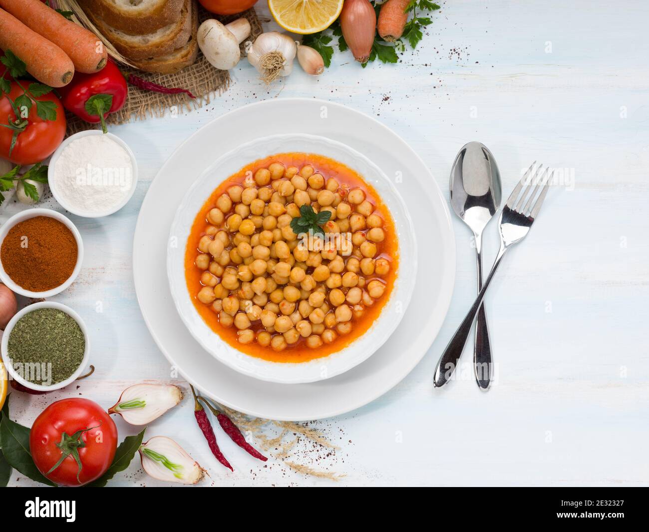 Traditionelles Türkisches Chickpea-Essen. Die klassische Fleischlose Kochmethode. Stockfoto