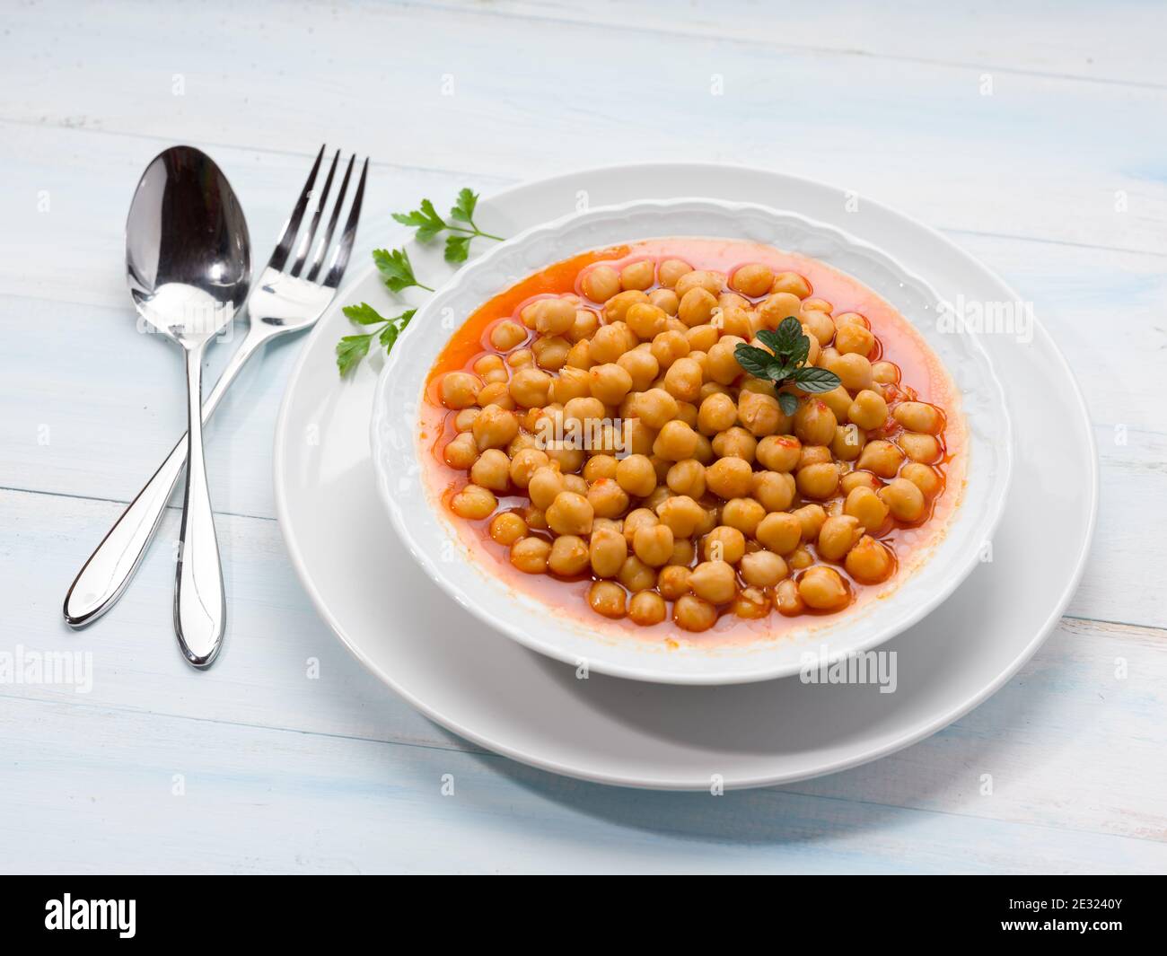 Traditionelles Türkisches Chickpea-Essen. Die klassische Fleischlose Kochmethode. Stockfoto